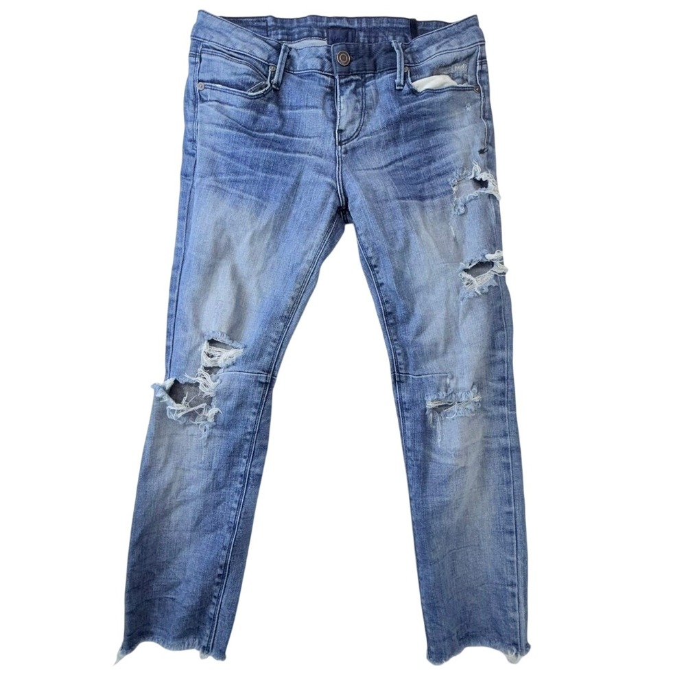 RTA Road To Awe Women's Distressed Raw Hem Blue Denim Jeans Size 27 Grunge